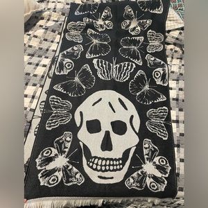 Alexander McQueen Skull Butterflies Metamorphosis 100% Wool Scarf